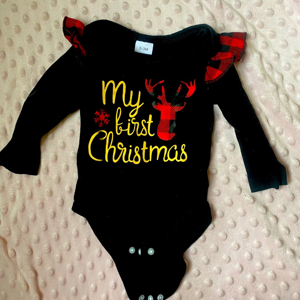 SHEIN Black and Red Holiday Bodysuit Festive One Piece